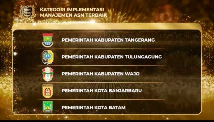 Pemkab Tangerang Raih Implementasi Manajemen ASN Terbaik Tingkat Nasional.(ist) Portalkota.id
