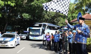 Bupati Zaki Lepas 28 Bus Mudik Gratis ke Empat Provinsi.(ist) Portalkota.id