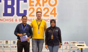 Arnold Sebastian Egg Founder & Direktur Labamu dan Toco bersama CFO Rumah BUMN Jakarta, Veteriani Nova Milasari dan Freddy F Public Relations PT Neo Expo Promosindo.(ist) Portalkota.id