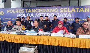 Press conference di Mapolres Tangsel terkait dengan tindakan asusila.(riski) Portalkota.id